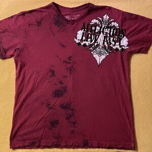 Affliction Live Fast Red Short Sleeve T-Shirt Size Medium Design Front & Back